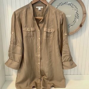 Banana Republic Silk Button Down Top Olive Green